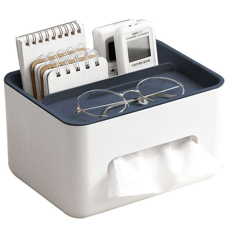 Multifunctional Tissue Box Napkin Container Organizer Box for Remote Control(Blue)