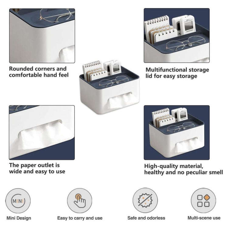 Multifunctional Tissue Box Napkin Container Organizer Box for Remote Control(Gray)