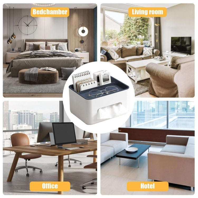 Multifunctional Tissue Box Napkin Container Organizer Box for Remote Control(Gray)