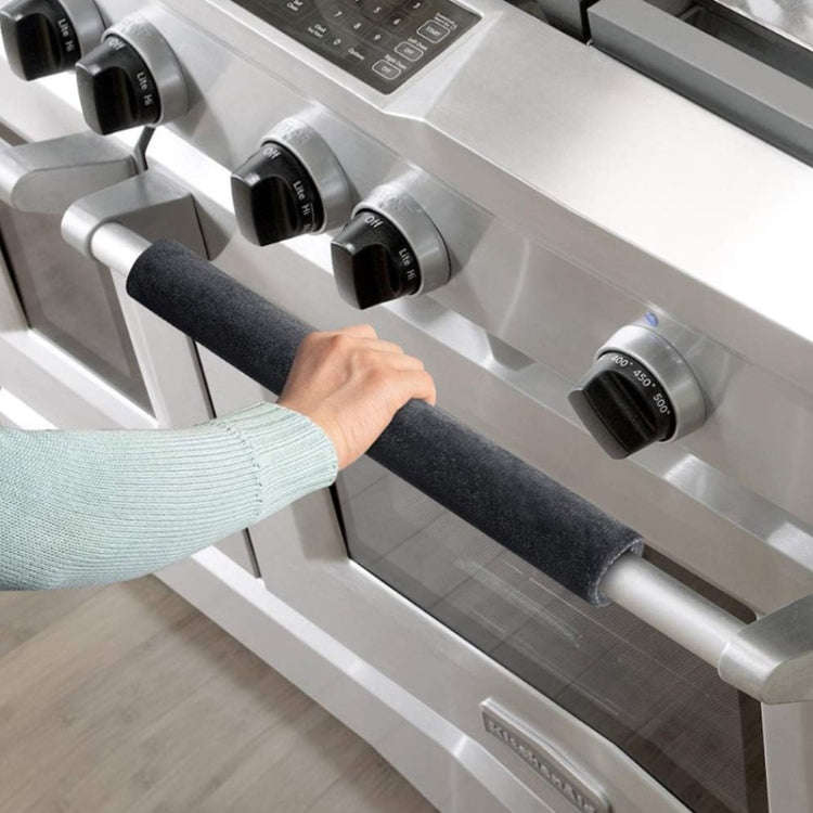 1pair Refrigerator Handle Anti-slip Cover Microwave Oven Oil-proof Handle Cover(Black)