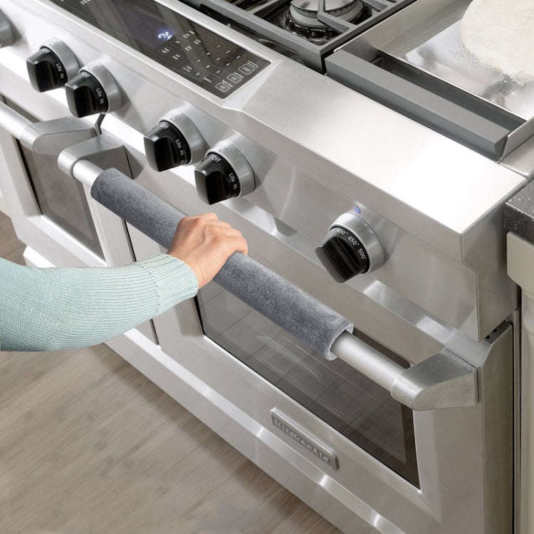 1pair Refrigerator Handle Anti-slip Cover Microwave Oven Oil-proof Handle Cover(Light Grey)