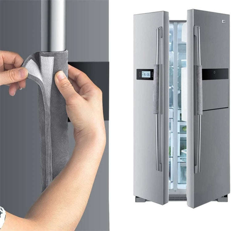 1pair Refrigerator Handle Anti-slip Cover Microwave Oven Oil-proof Handle Cover(Light Grey)