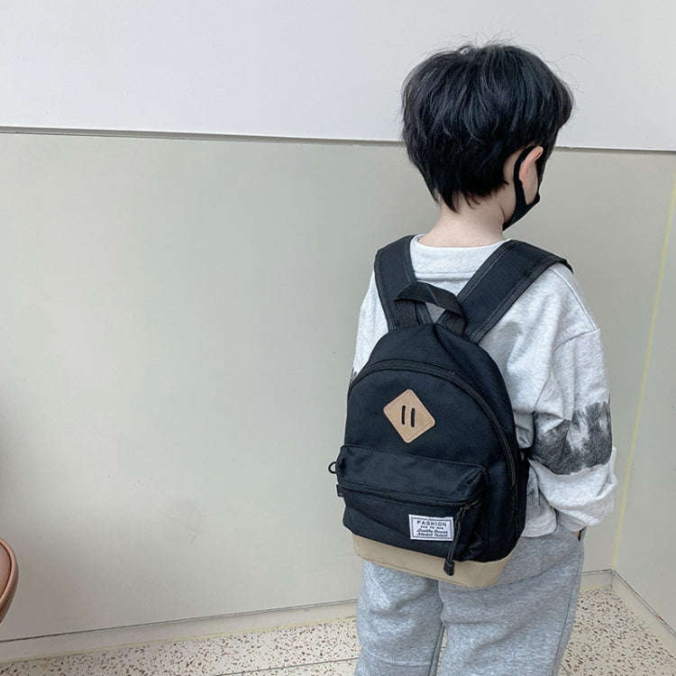 3-6 Year Old Kindergarten Children School Bag Simple Design Shoulder Bag(Black)