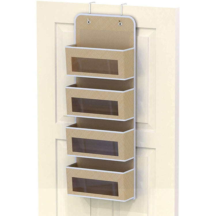 GD03 Wall-Mounted Fabric Storage Bag Wardrobe Room Door Behind Hanging Bag, Color: Beige 4-grids