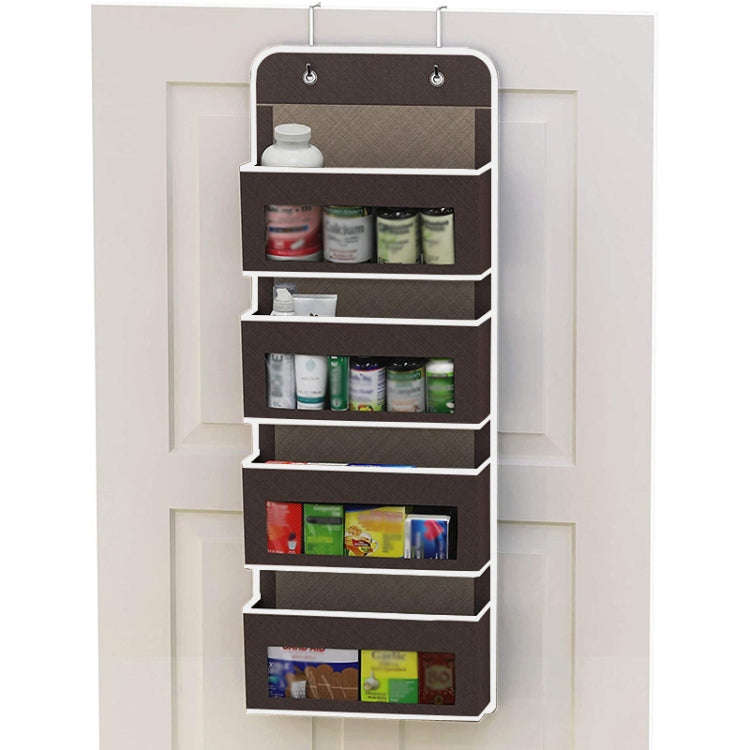 GD03 Wall-Mounted Fabric Storage Bag Wardrobe Room Door Behind Hanging Bag, Color: Brown 4-grids