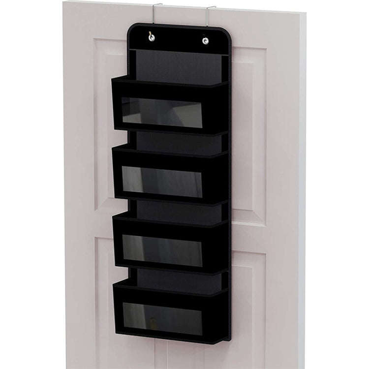 GD03 Wall-Mounted Fabric Storage Bag Wardrobe Room Door Behind Hanging Bag, Color: Black 4-grids