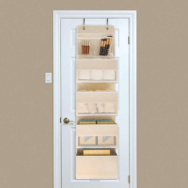 GD03 Wall-Mounted Fabric Storage Bag Wardrobe Room Door Behind Hanging Bag, Color: 4+1 Beige