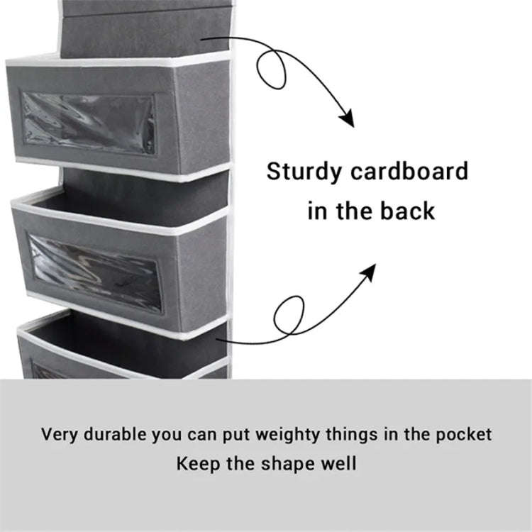 GD03 Wall-Mounted Fabric Storage Bag Wardrobe Room Door Behind Hanging Bag, Color: 4+1 Gray