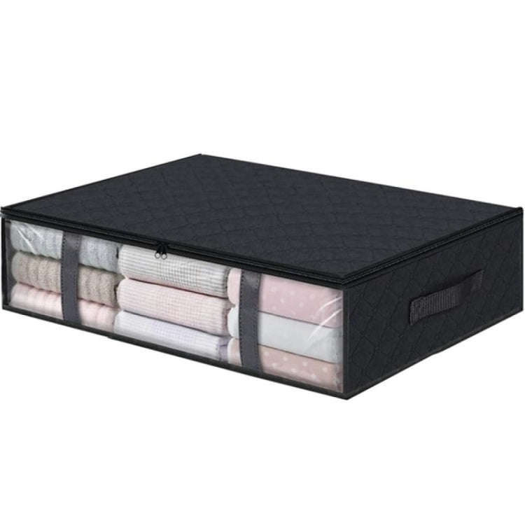 Non-woven Foldable Clothing Storage Bag Quilt Blanket Packing Bag(Black)