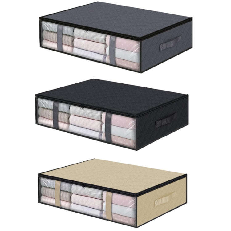 Non-woven Foldable Clothing Storage Bag Quilt Blanket Packing Bag(Black)