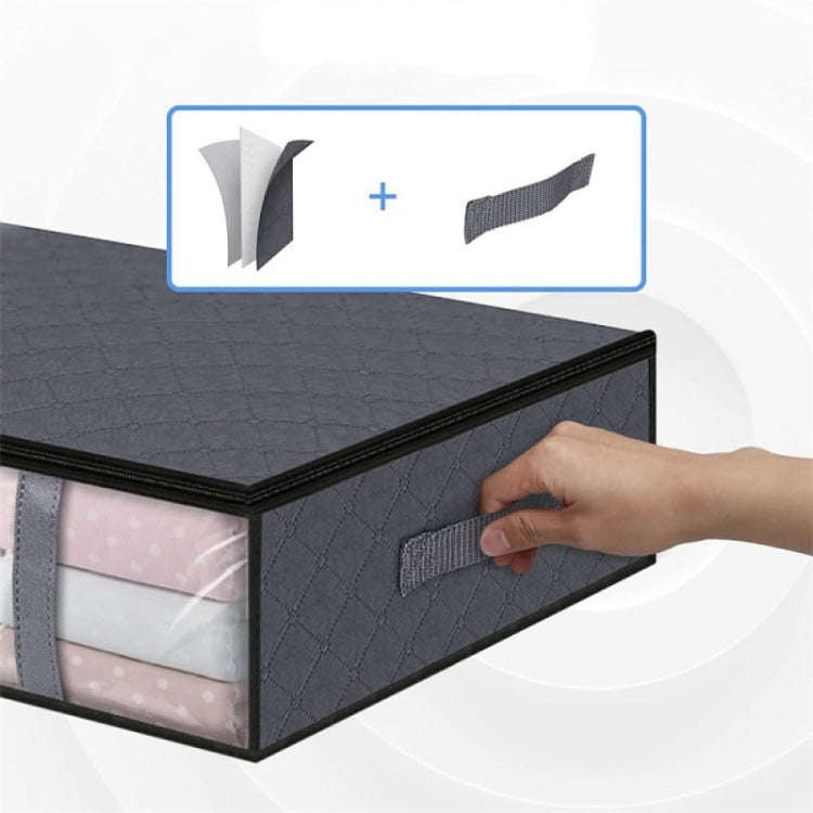 Non-woven Foldable Clothing Storage Bag Quilt Blanket Packing Bag(Black)