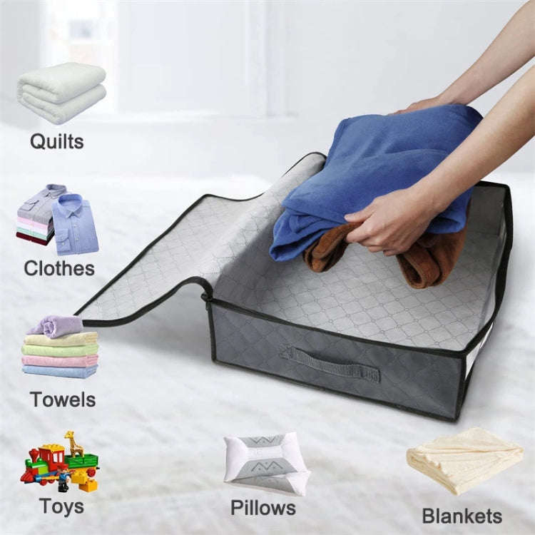 Non-woven Foldable Clothing Storage Bag Quilt Blanket Packing Bag(Beige)