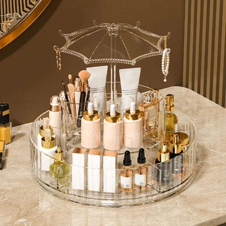 Cosmetic Storage Box Large Capacity Rotating Brush Tube(Transparent)