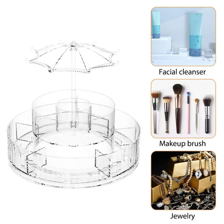 Cosmetic Storage Box Large Capacity Rotating Brush Tube(Transparent)