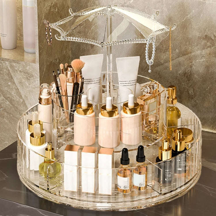 Cosmetic Storage Box Large Capacity Rotating Brush Tube(Transparent)