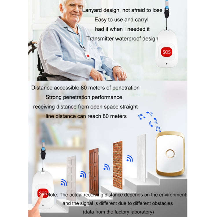 CACAZI C20 Two To Three Wireless Pager For The Elderly Home Care Waterproof Emergency Pager, EU P...