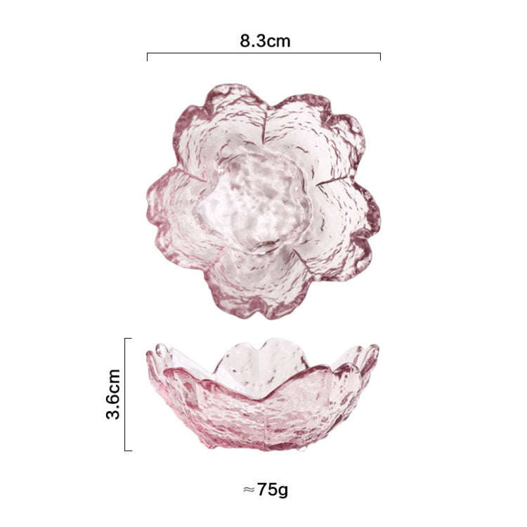 5pcs /Set Hammer Glass Cherry Blossom Dish House Sauce Plate Small Dish, Color: Pink