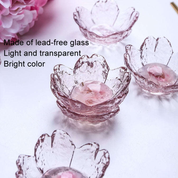 5pcs /Set Hammer Glass Cherry Blossom Dish House Sauce Plate Small Dish, Color: Pink