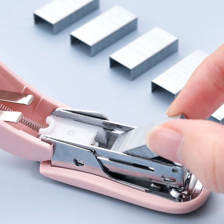 Deli  Macaron Color Stapler + 640 Staples Set Small Mini Stapler Stationery(White)