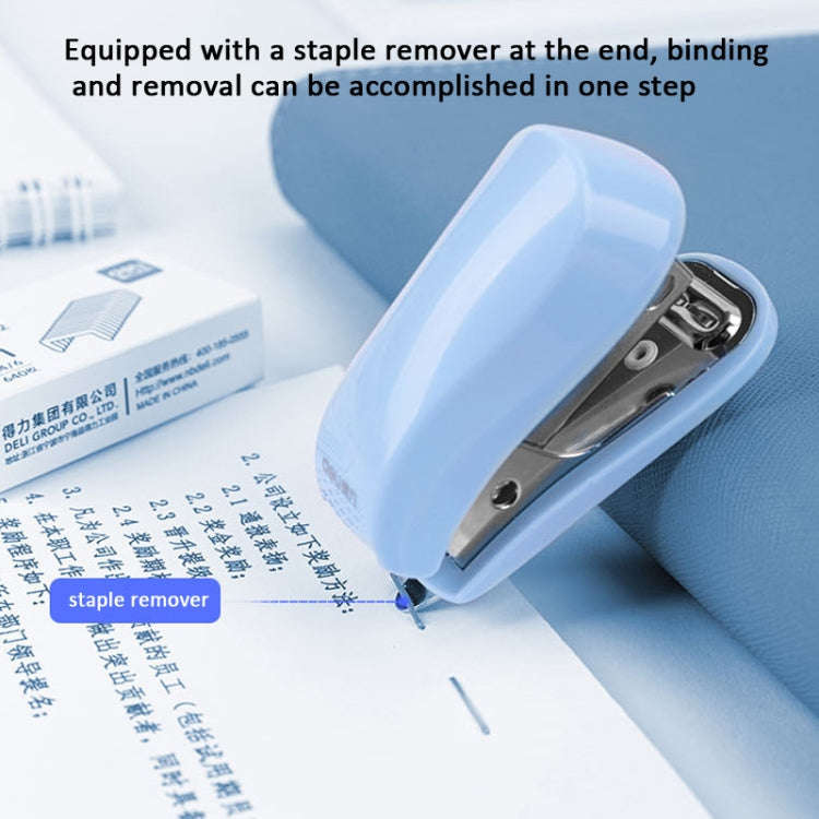 Deli  Macaron Color Stapler + 640 Staples Set Small Mini Stapler Stationery(White)