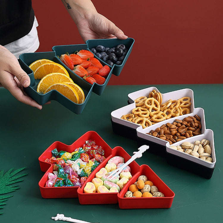 Christmas Tree Shape Fruit Discs Compartmentalized Home Snack Dish Plastic Candy Dried Fruit Melo...