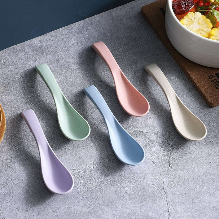 5pcs Wheat Straw Plastic Baby Small Spoon(Color Random Delivery)