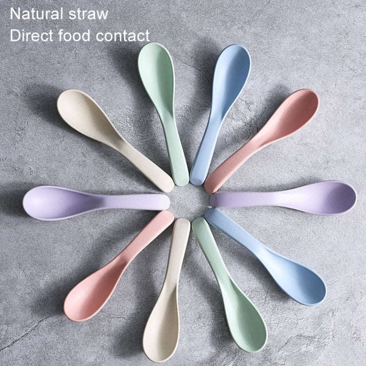 5pcs Wheat Straw Plastic Baby Small Spoon(Color Random Delivery)