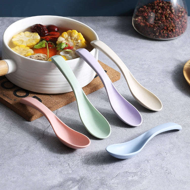 5pcs Wheat Straw Plastic Baby Small Spoon(Color Random Delivery)