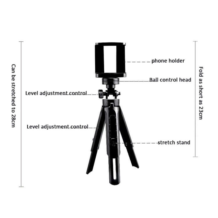 Portable Tabletop Camera Phone Tripod With Ball Head Removable Mini Selfie Tripod(Black)
