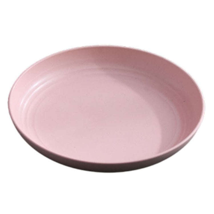 8 inch Wheat Straw Circular Home Vegetable Dish Portable Outdoor Plastic Anti -Fall Fruit Breakfa...