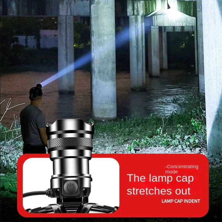 V103 P50 Outdoor Retractable Zoom Headlamp Waterproof Searchlight without Battery, Style: Non-sen...