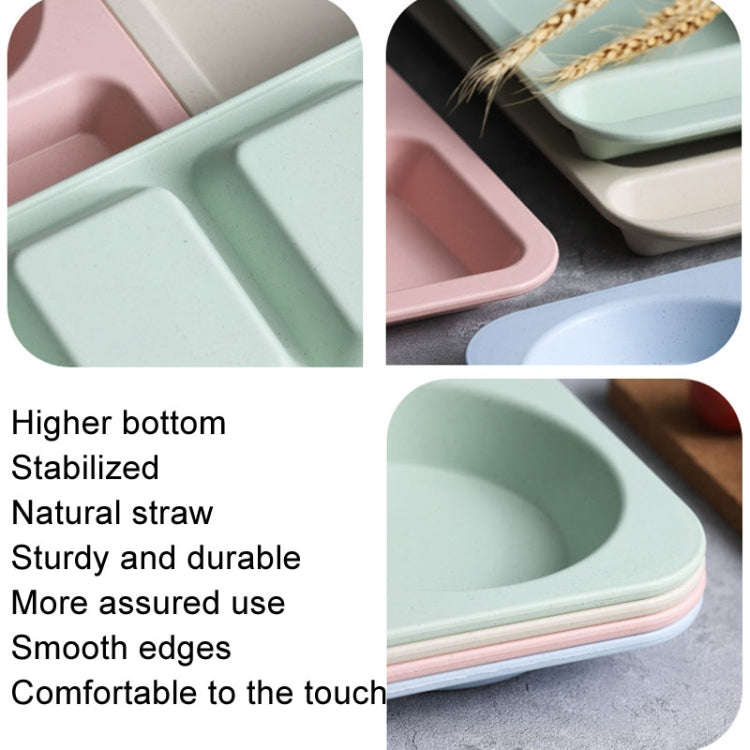 4pcs /Set Wheat Straw Split Dining Plate With Bowl Chopsticks Spoon Tableware Set(Beige)