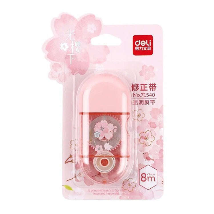 Deli  5mm x 8m Cherry Blossom Correction Tape Cute Portable Corrector Stationery(Random Color)