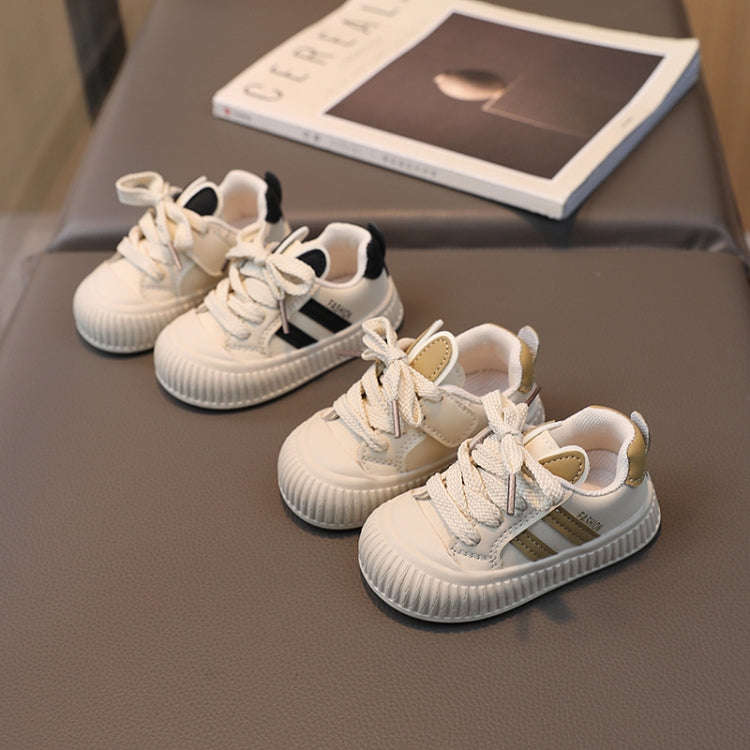 Baby Toddler Shoes Boys And Girls Packed Toe Anti Kick Casual Board Shoes, Size: 23(Khaki)