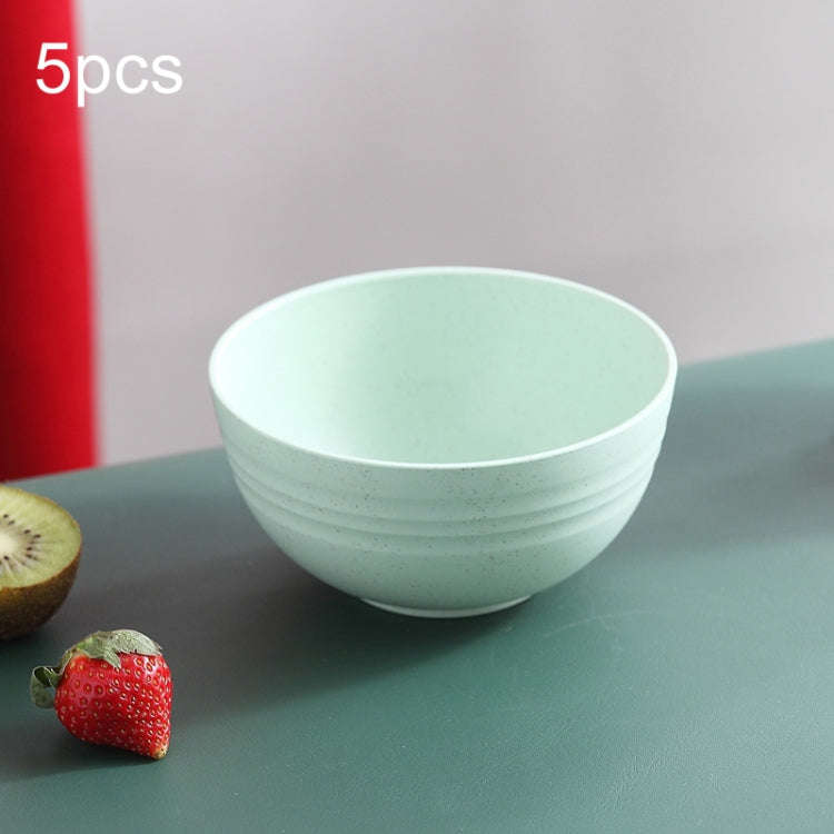 5pcs 4.5 Inch Wheat Straw Bowl House Children Small Bowl Plastic Soup Bowl(Light Green)