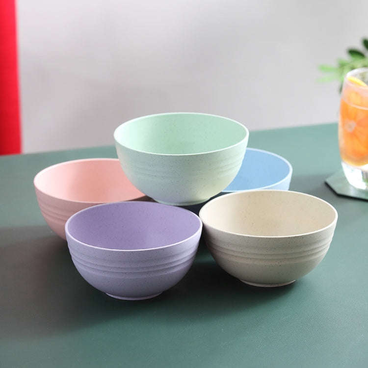 5pcs 4.5 Inch Wheat Straw Bowl House Children Small Bowl Plastic Soup Bowl(Light Green)