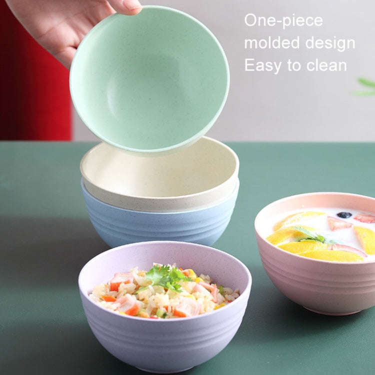 5pcs 4.5 Inch Wheat Straw Bowl House Children Small Bowl Plastic Soup Bowl(Light Green)