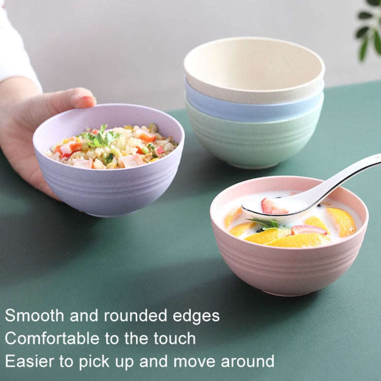 5pcs 4.5 Inch Wheat Straw Bowl House Children Small Bowl Plastic Soup Bowl(Pink)