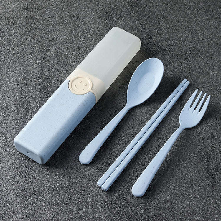4 In 1 Portable Wheat Straw Tableware Set Outdoor Travel Storage Tableware Box, Style: A With Cho...
