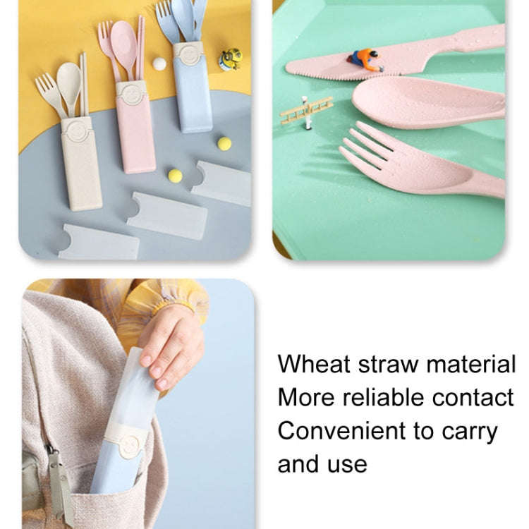 4 In 1 Portable Wheat Straw Tableware Set Outdoor Travel Storage Tableware Box, Style: A With Cho...