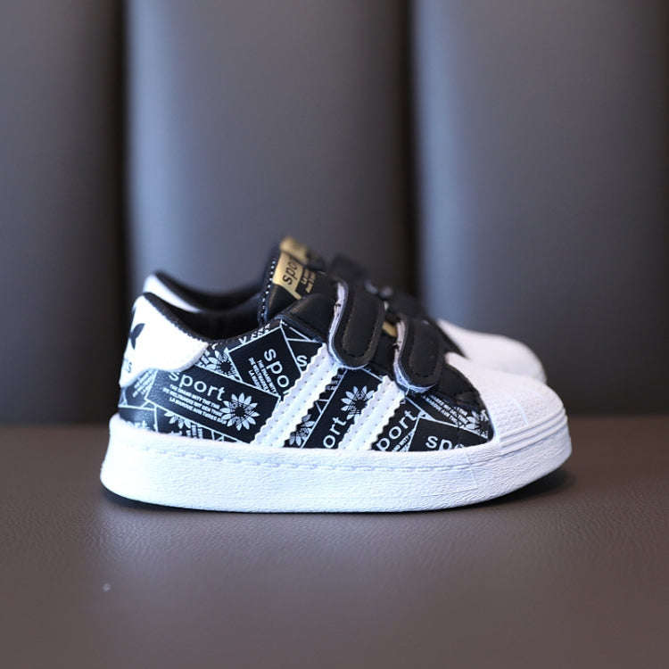 Shell Toe End Children Sneakers Boys Girls Casual Board Shoes, Size: 22(Black)