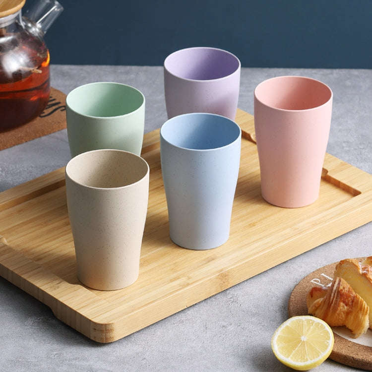 4pcs Wheat Straw Cup Household Plastic Anti-Fall Couple Portable Travel Brushing Cup(Pink)