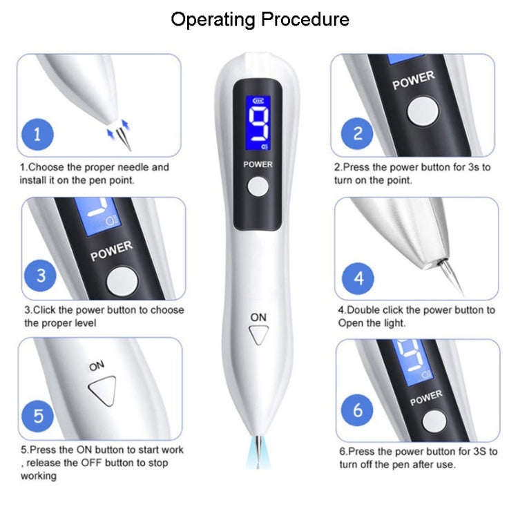 9 Gears Mole Spotting Pen LCD Home Laser Mole Spot Sweeping Beauty Instrument With Shot Light(Ros...