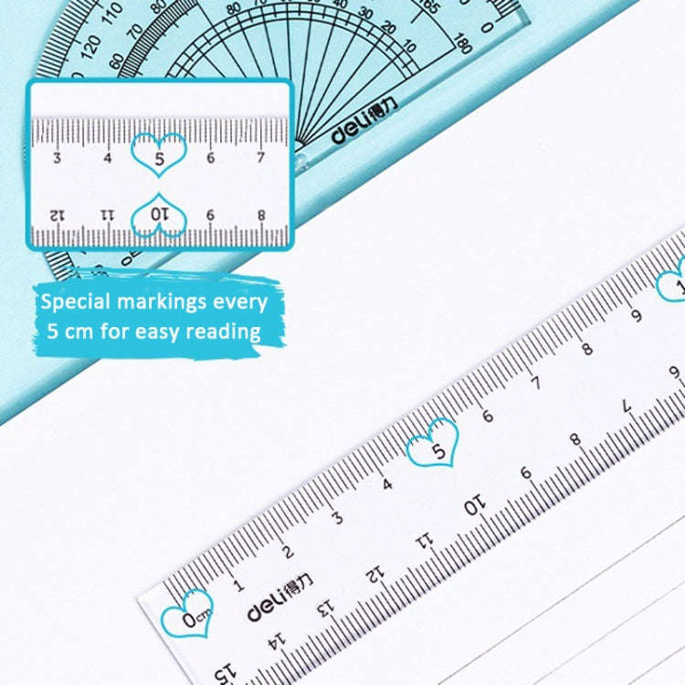 Deli  4-in-1 Ruler Set for Students Ruler Stationery Set, Model: 79529