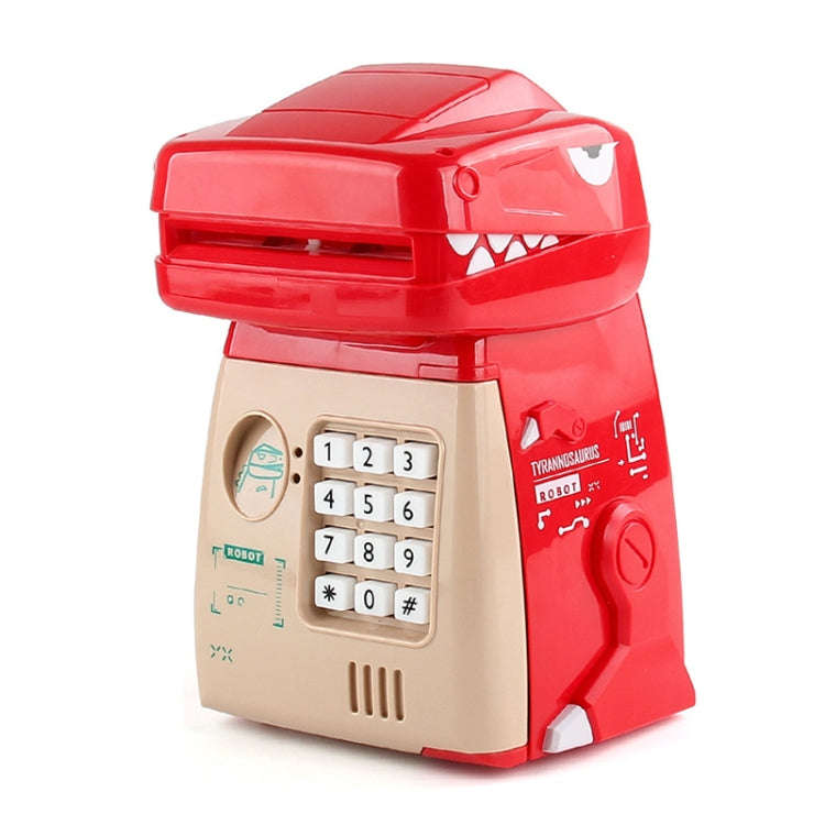 16.5 x 12 x 20.5cm Kids Cartoon Dinosaur Password Coin Bank Automatic Rolling Coin Bank Toys(Red)