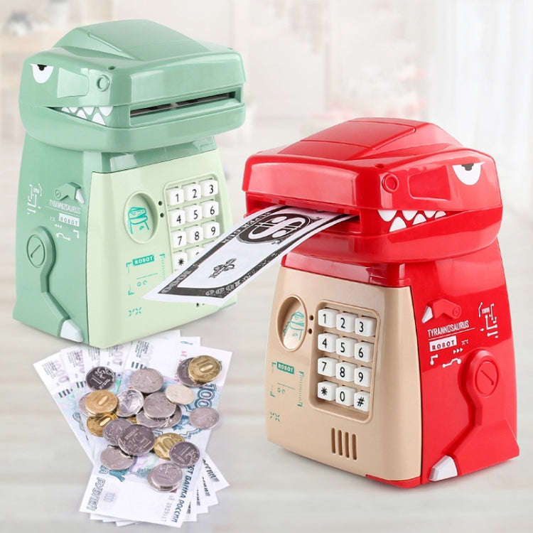 16.5 x 12 x 20.5cm Kids Cartoon Dinosaur Password Coin Bank Automatic Rolling Coin Bank Toys(Green)