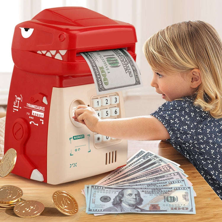 16.5 x 12 x 20.5cm Kids Cartoon Dinosaur Password Coin Bank Automatic Rolling Coin Bank Toys(Green)