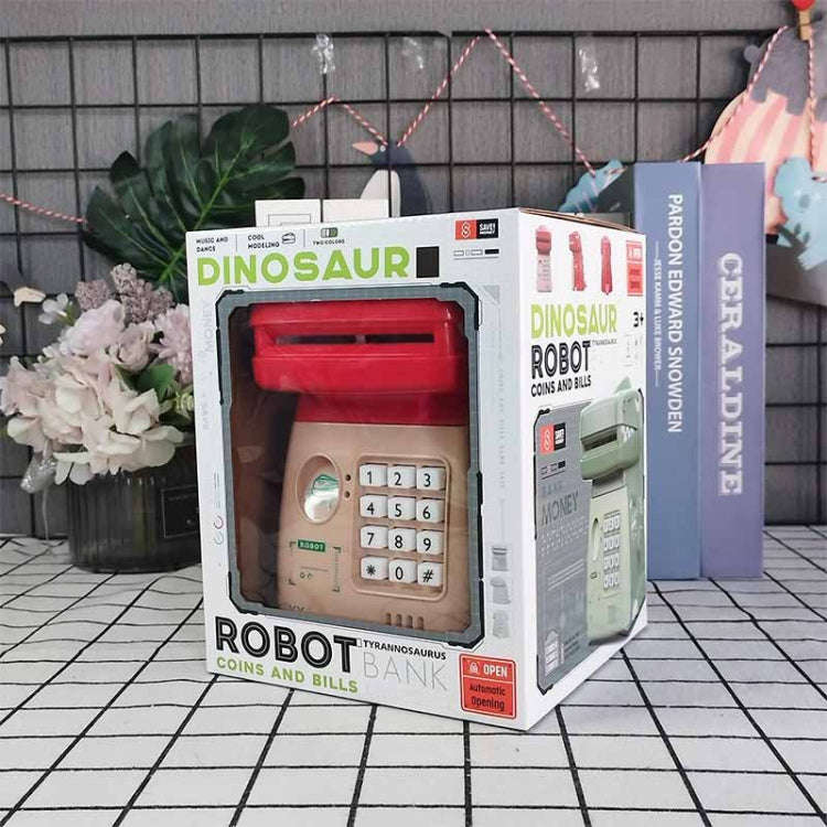 16.5 x 12 x 20.5cm Kids Cartoon Dinosaur Password Coin Bank Automatic Rolling Coin Bank Toys(Red)