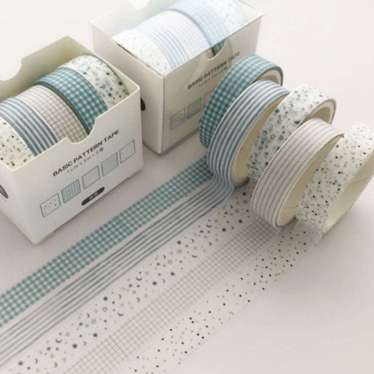 5rolls /Box 3m Washi DIY Decoration Handbook Tape Set, Color: Cyan Dew