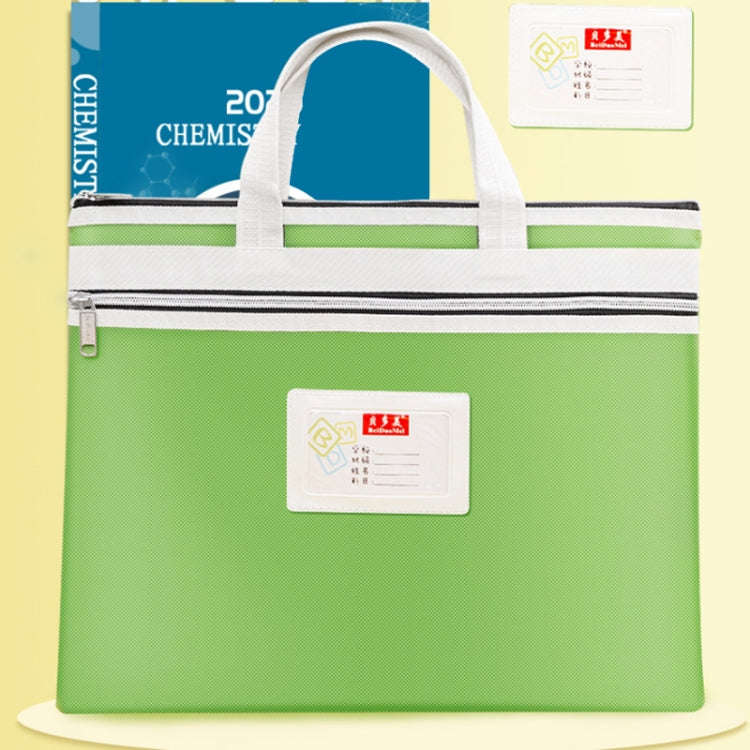 BeiDuoMei Student File Bag A4 Double Layer Classified Storage Exam Paper Data Bag(Green)